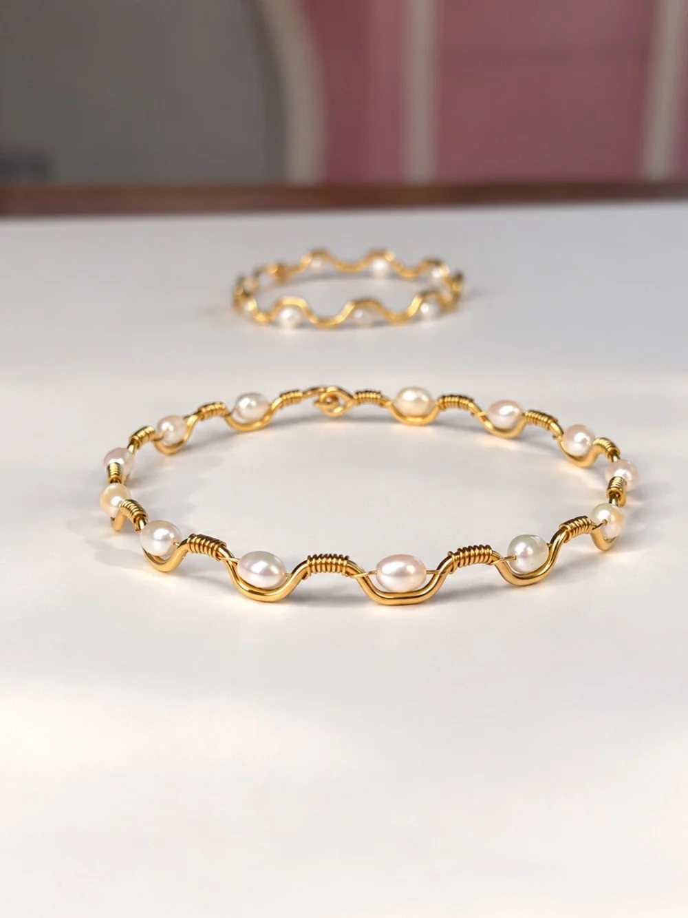 Handmade Freshwater Pearl Necklace & Bracelet Set – 14K Gold Filled